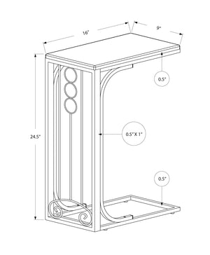 Elegant Accent Table, C - Shaped, Transitional