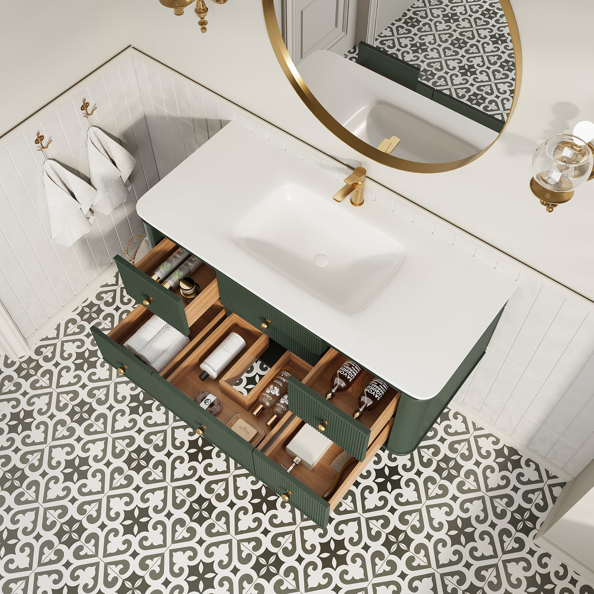 48" Wall Mounted & Floating Single Bathroom Vanity