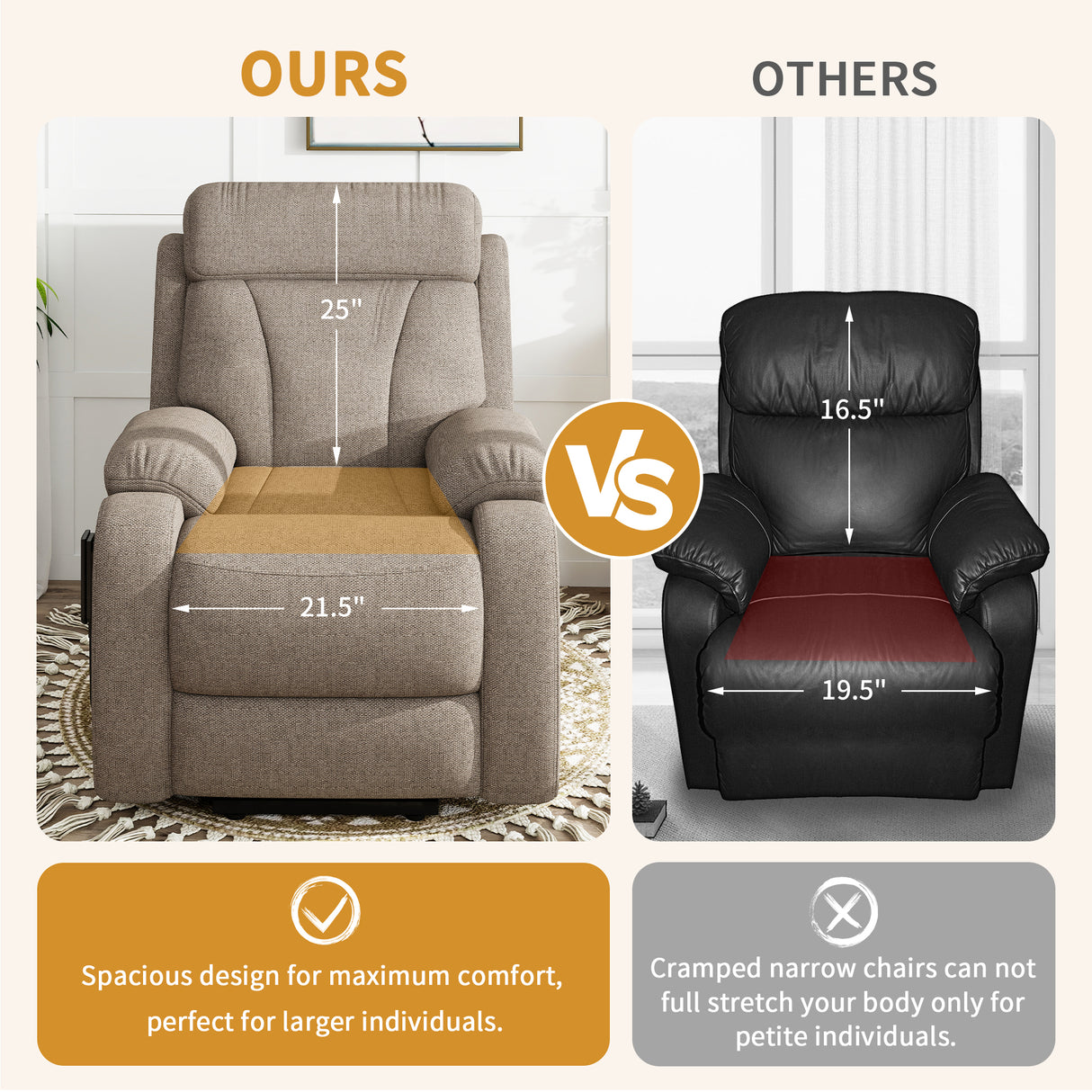 Power Lift Recliner for Elderly - Adjustable Velvet Chair