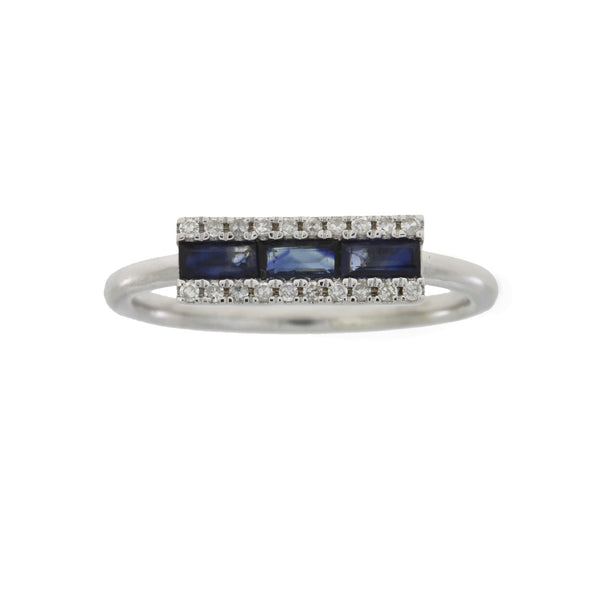 .63ct Diamond Sapphire Ring 14KT White Gold