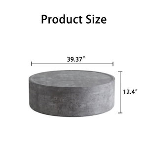 39.37" Round Coffee Table with Faux Concrete Finish