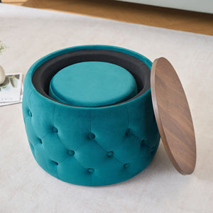 Nesting Ottomans 2 Piece With Tray, 4 In 1 Function