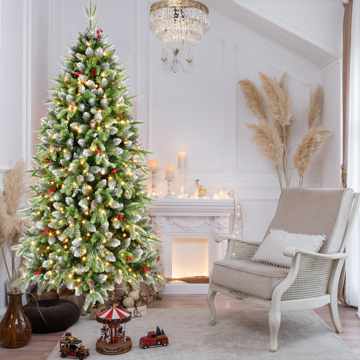 6ft-Pre-Lit-Artificial-Christmas-Tree-with-380-Warm-White-LED-Lights-Christmas-Trees