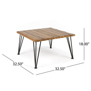 Outdoor Coffee Table With Slat Top And Metal Legs - Teak - Best Buy Furniture