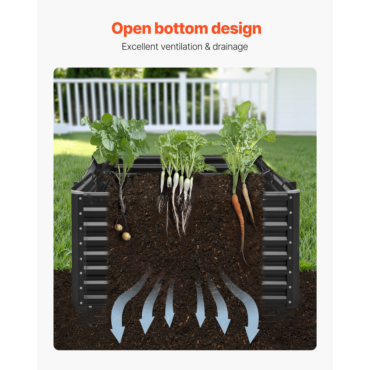 Metal Raised Garden Bed - 8 x 4 x 2 ft Outdoor Planter