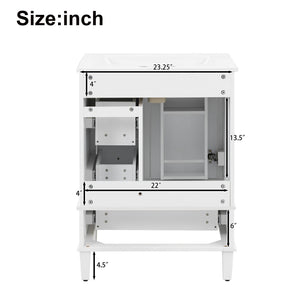 Bathroom Vanity With Integrated Basin, Soft Close Drawers, Door Mounted Double Layer Shelf