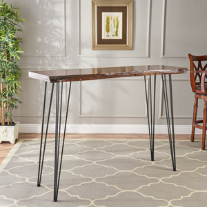 Modern Industrial Breakfast Bar Table, Metal Hairpin Legs & Wood Veneer Top - Natural - Best Buy Furniture