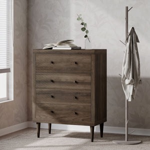 Farhart - Mid Century Modern 4 Drawer Dresser - Walnut