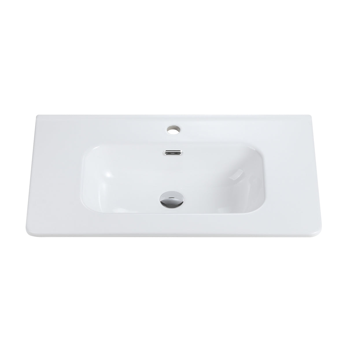 Integrated Ceramic Bathroom Sink, 35.8-Inch, Gloss White