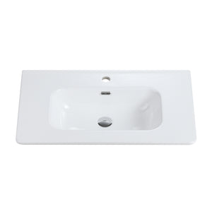 Integrated Ceramic Bathroom Sink, 35.8-Inch, Gloss White