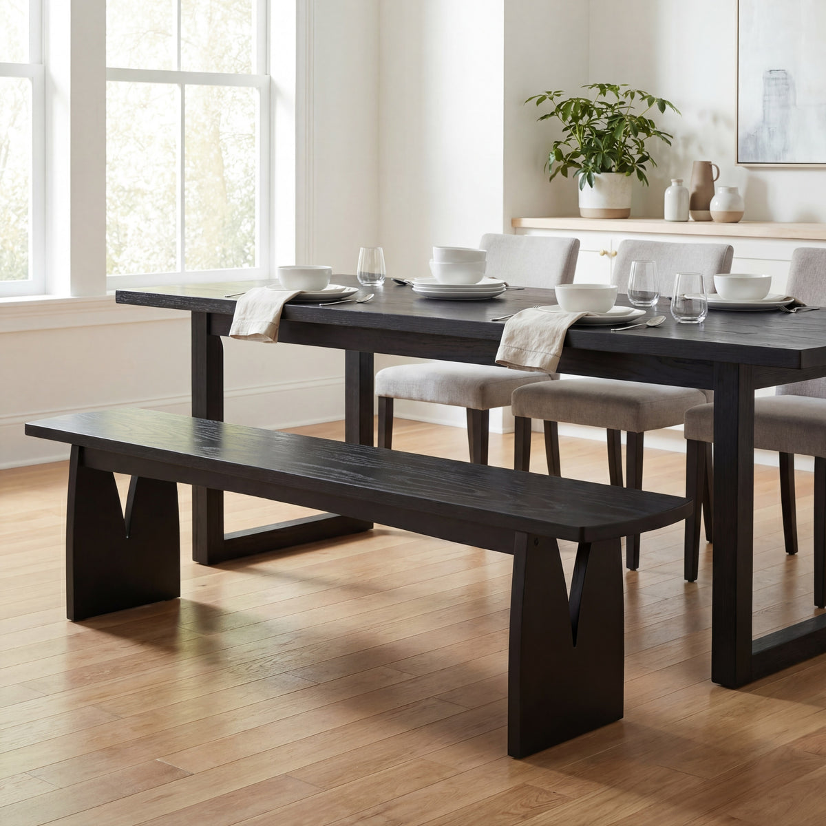 Black Modern Dining Bench