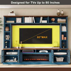 U-Can 95.5" Wall Unit Entertainment Center with Bookshelves