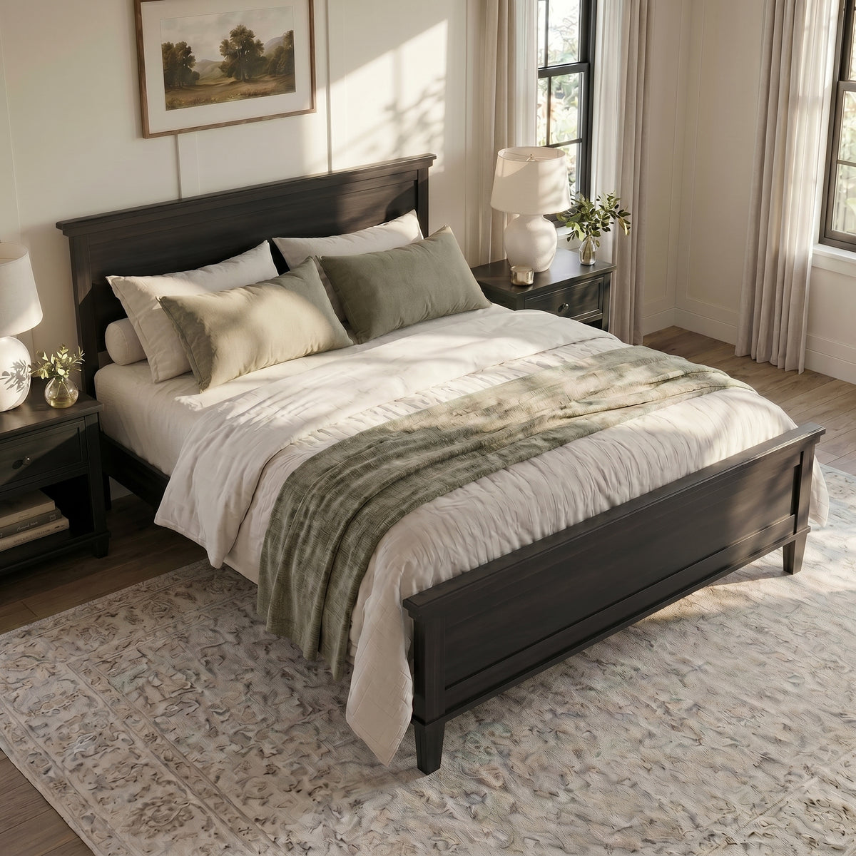 Mid-Century Modern Wood Platform Bed