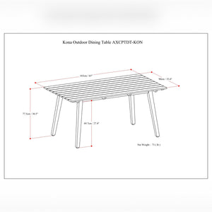 Kona - Outdoor Dining Table - Light Teak
