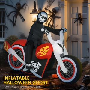 HOMCOM 6' Halloween Inflatable Grim Ghost Biker