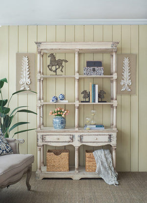 Adela French Country Bookcase Display Storage Shelf Etageres - Antique White