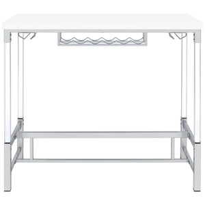 Tonneson - Bar Table With Trestle Base And Wine Storage - White
