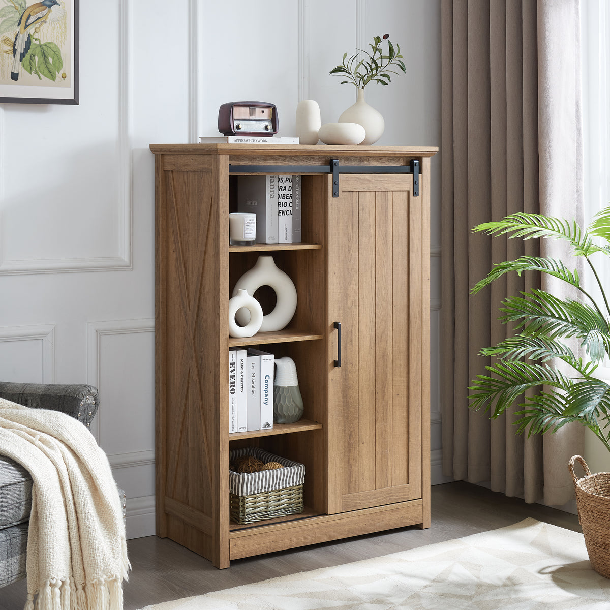 5 Drawers Dresser with Sliding Barn Door