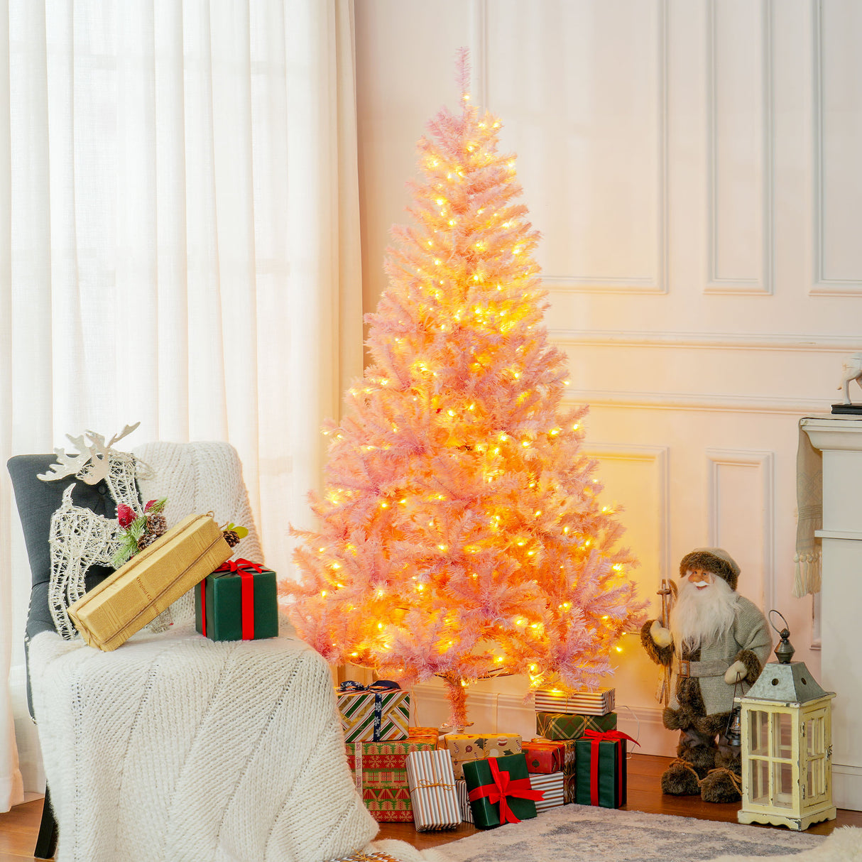 HOMCOM 6' Tall Prelit Christmas Tree