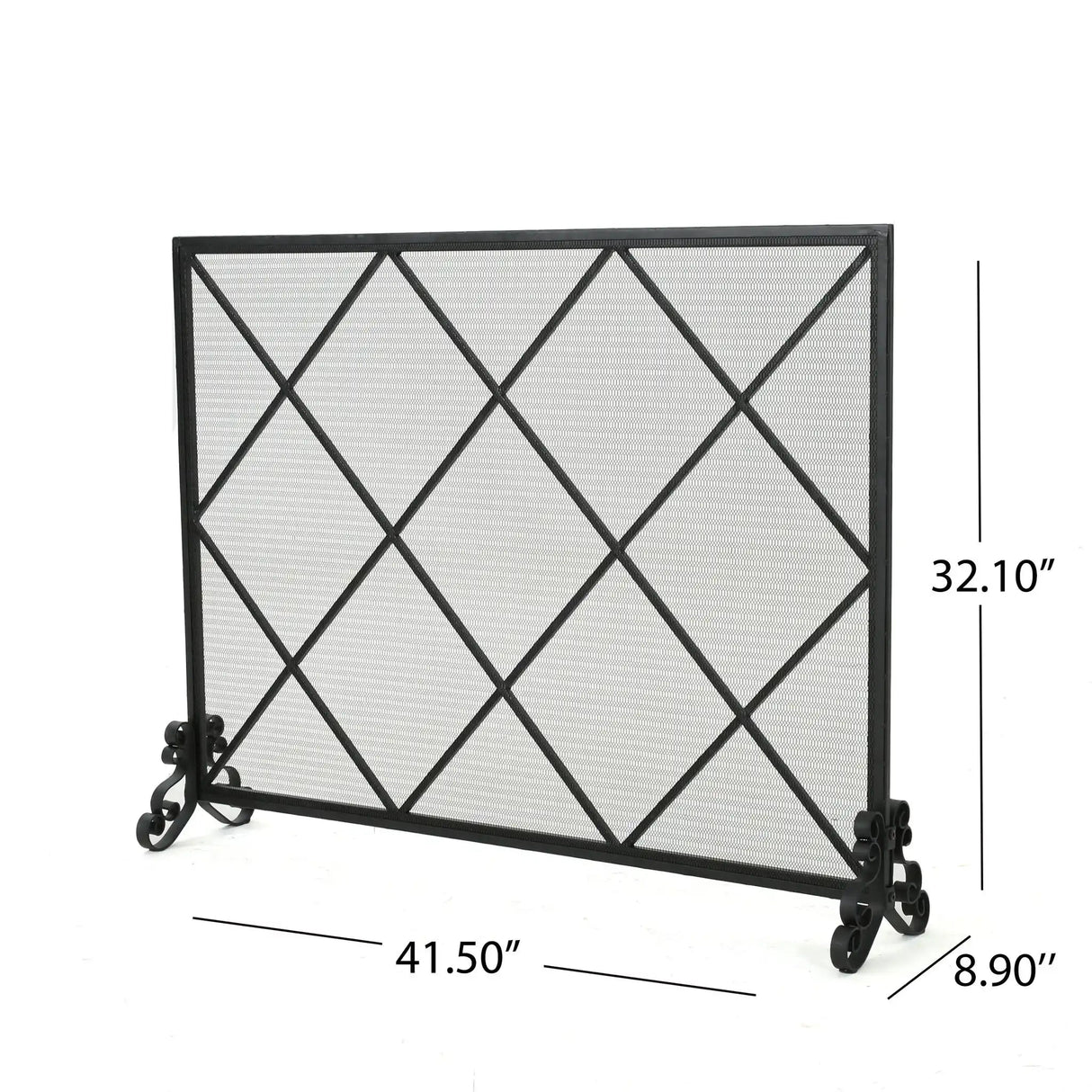 Minimalist Single Panel Iron Fireplace Screen With Diamond Design - Best Buy Furniture