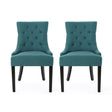 Dining Chair (Set of 2) With Upholstered Diamond Tufting And Espresso Birch Legs - Teal - Best Buy Furniture