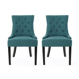 Dining Chair (Set of 2) With Upholstered Diamond Tufting And Espresso Birch Legs - Teal - Best Buy Furniture