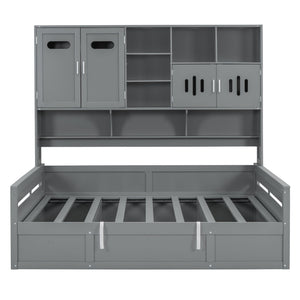 Daybed With All-In-One Cabinet And Shelf