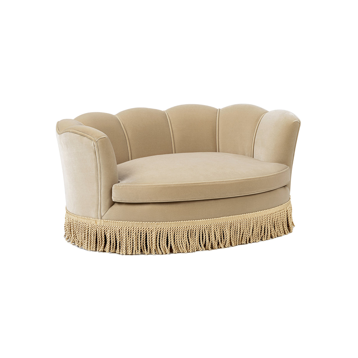 Clara 34.5" Scalloped Pet Sofa Bed, Medium, Fawn