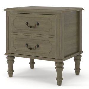 Fluted Nightstand, 21-Inch Wide, 2-Drawer Side Table, Antique Bronze