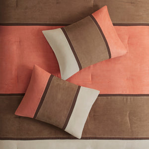 7 Piece Faux Suede Comforter Set Coral Queen