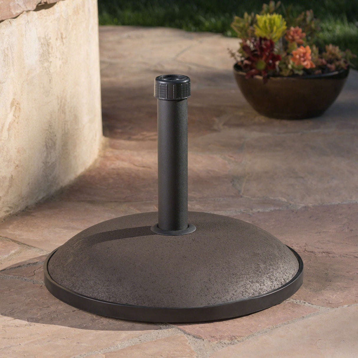 Um Holder Round Umbrella Base 66 Lbs Concrete - Brown - Best Buy Furniture