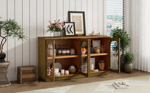 TREXM 4-Door Large Storage Buffet Cabinet with Glass Doors