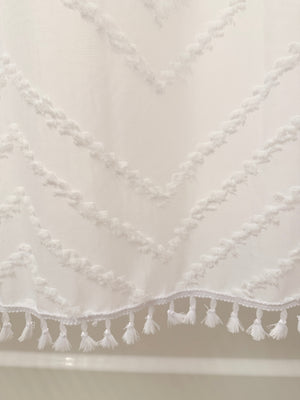 White Tufted Chevron Shower Curtain