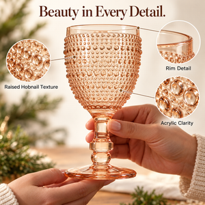 Tonal Hobnail Goblet, Stemmed Wine Glassware, Set of 6