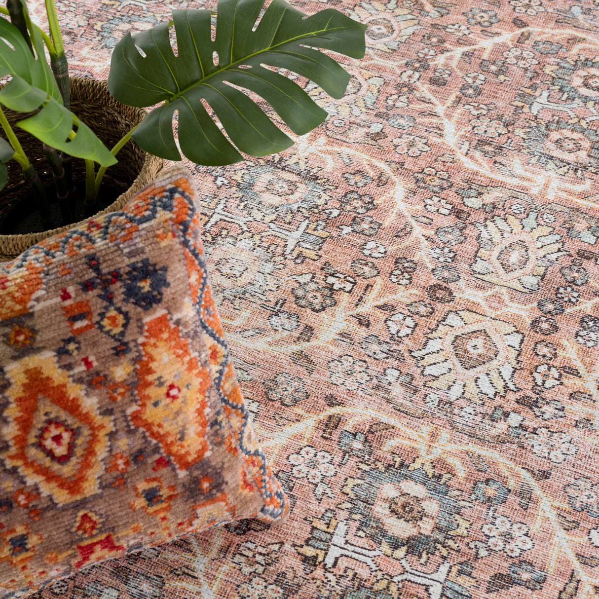 Flat Pile Urpi Red Washable Rug - Clearance