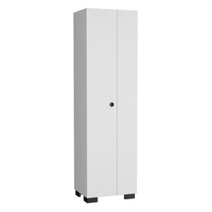 Attica Broom Cabinet Double-Door Design with Inner Shelves and Side Hangers