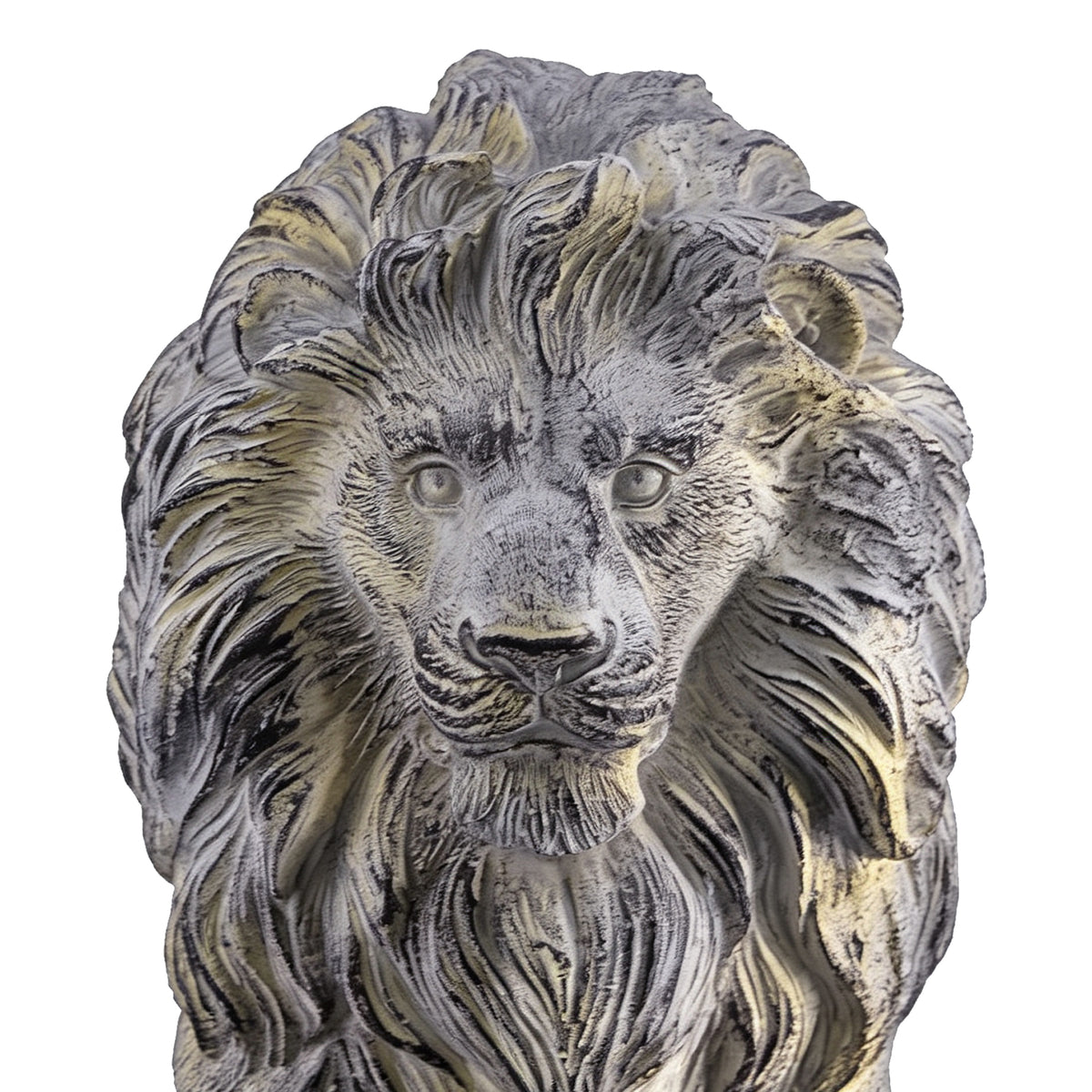 Outdoor Lion Statue with Antique Finish - Stone White