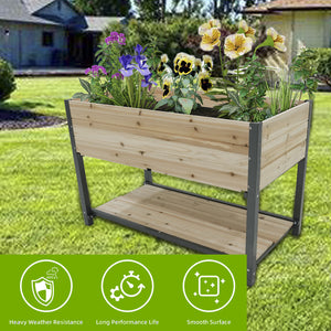 45" Iron-Wood Combined Growing Beds With Feet and Storage Racks
