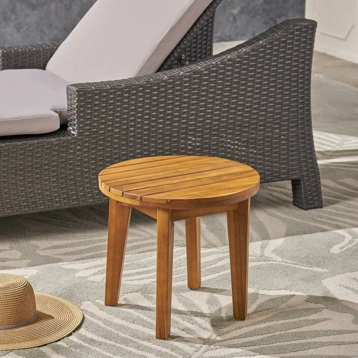 Outdoor Acacia Wood Side Table With Weather Resistance - Best Buy Furniture