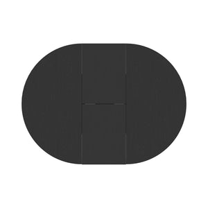 Dining Table For Farmhouse Kitchen Expandable Oval Table Top With Removable Leaf Trestle X Shaped Base - Black