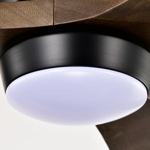 52" Flush Mount Solid Wood Blades Ceiling Fan with Lights Remote Control