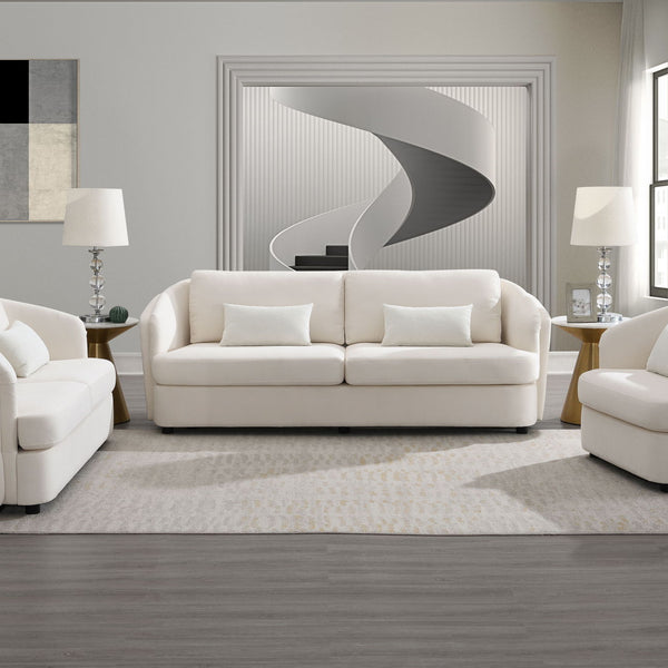 Mariko - Linen 3 Pieces Living Room Set - Beige