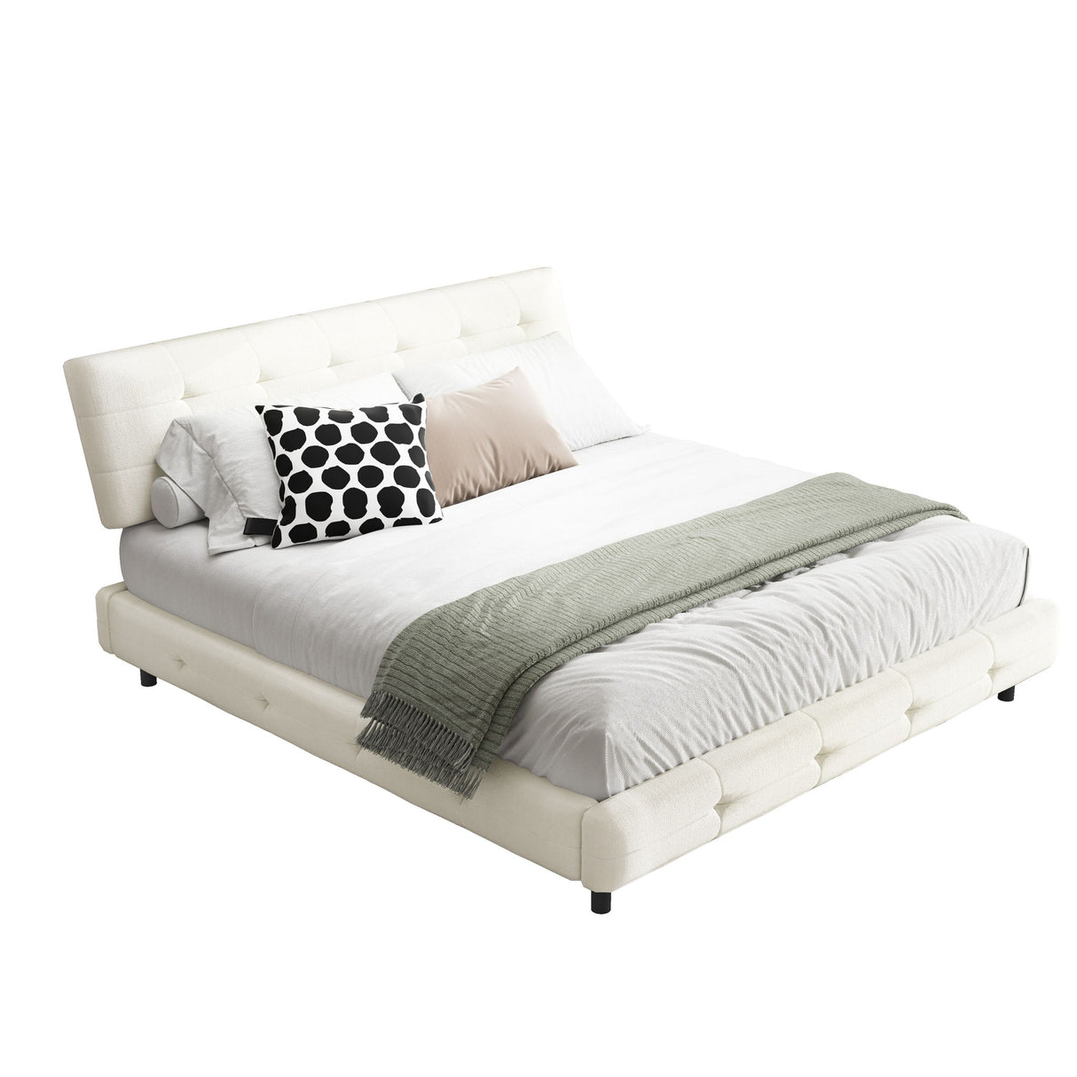 Tufted Headboard With Extra-Large Ultra-Soft Cloud Pillow Design