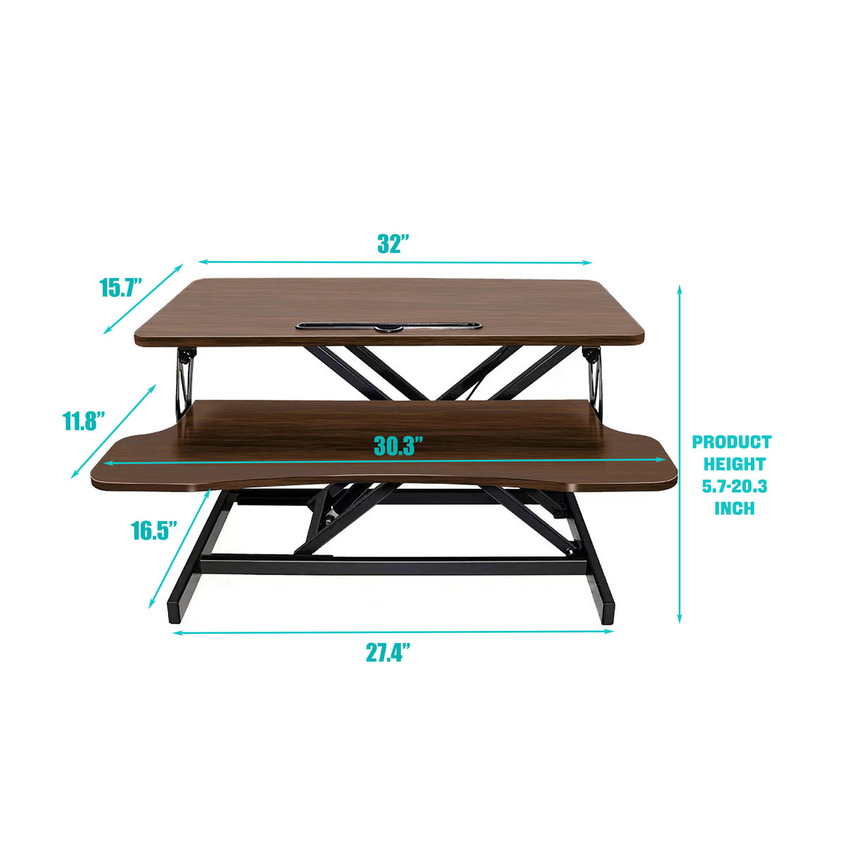 32 Inch Desk Converter - Height Adjustable Workstation