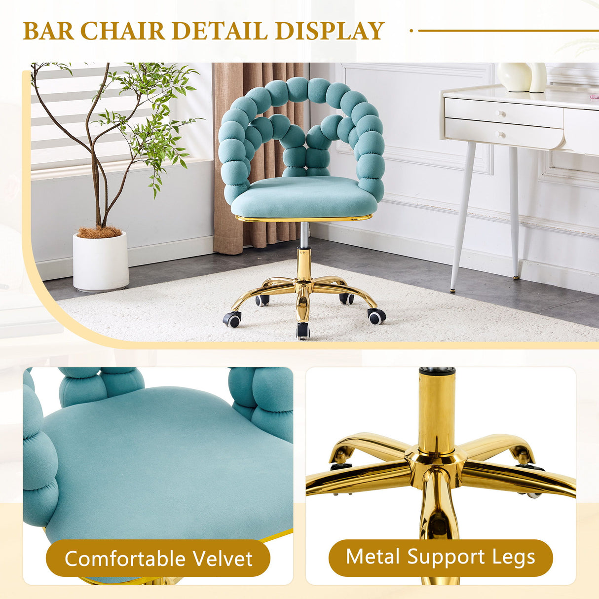 Puffy Bubble, Ball Chain Accent Chair With 5 Claw Casters