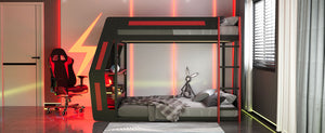 Full-Size Gaming Bunk Bed with Side-Mounted Oversized RGB Desk