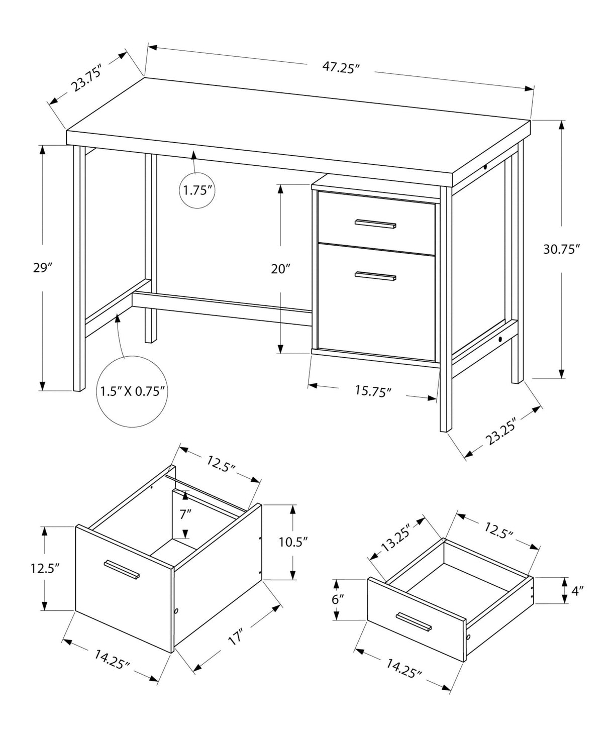 Computer Desk For Home Office, Left, Right Set - Up, Storage Drawers, Modern Design - Best Buy Furniture