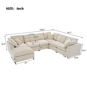 U_Style 120.8" Extra Large 7-Seater Modular Sectional Sofa