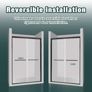 56-60"x74" Aluminum Frame Double Sliding Shower Door