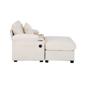 Fabric Sofa Bed With Cupholders And USB Charging Ports Chair For Living Room